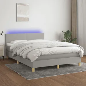 vidaXL Sommier à lattes de lit et matelas et LED Gris clair 140x200 cm pas cher