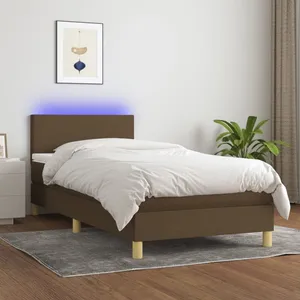 vidaXL Sommier à lattes de lit matelas et LED Marron foncé 100x200 cm pas cher