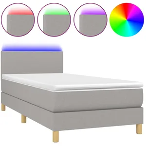 vidaXL Sommier à lattes de lit avec matelas et LED Gris clair 90x200cm pas cher