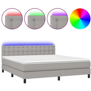 vidaXL Sommier à lattes de lit et matelas et LED Gris clair 180x200 cm pas cher