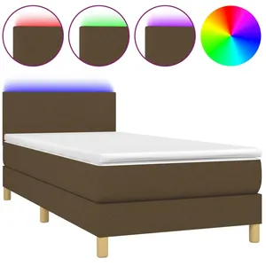 vidaXL Sommier à lattes de lit et matelas et LED Marron foncé 90x200cm pas cher