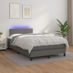 vidaXL Sommier à lattes de lit avec matelas et LED Gris 120x200 cm pas cher
