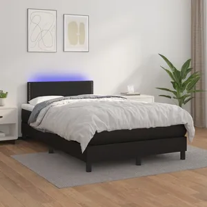 vidaXL Sommier à lattes de lit avec matelas et LED Noir 120x200 cm pas cher