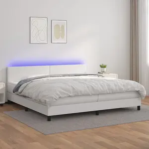 vidaXL Sommier à lattes de lit avec matelas et LED Blanc 200x200 cm pas cher