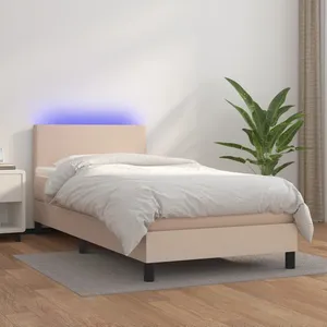 vidaXL Sommier à lattes de lit matelas LED Cappuccino 100x200 cm pas cher