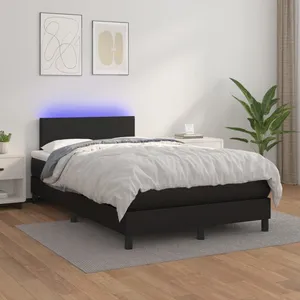 vidaXL Sommier à lattes de lit avec matelas et LED Noir 120x200cm pas cher