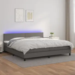 vidaXL Sommier à lattes de lit avec matelas et LED Gris 200x200 cm pas cher