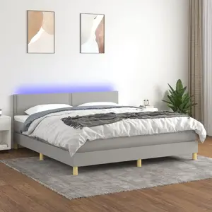 vidaXL Sommier à lattes de lit et matelas et LED Gris clair 180x200 cm pas cher