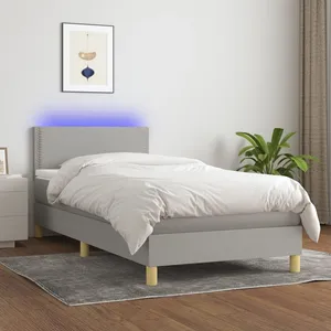 vidaXL Sommier à lattes de lit avec matelas et LED Gris clair 80x200cm pas cher