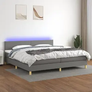 vidaXL Sommier à lattes de lit et matelas et LED Gris foncé 200x200 cm pas cher