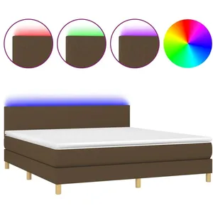 vidaXL Sommier à lattes de lit matelas et LED Marron foncé 180x200 cm pas cher