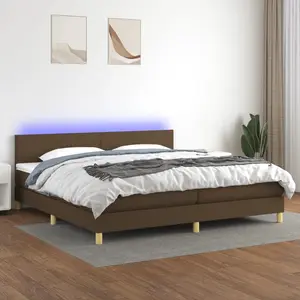 vidaXL Sommier à lattes de lit matelas et LED Marron foncé 200x200 cm pas cher