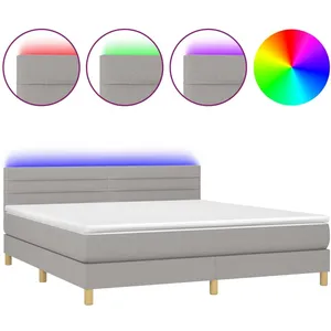 vidaXL Sommier à lattes de lit et matelas et LED Gris clair 180x200 cm pas cher