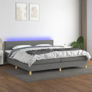 vidaXL Sommier à lattes de lit et matelas et LED Gris foncé 200x200 cm pas cher
