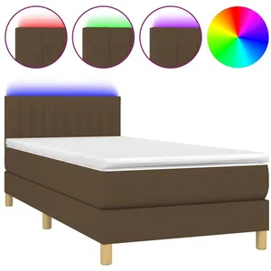 vidaXL Sommier à lattes de lit et matelas et LED Marron foncé 80x200cm pas cher