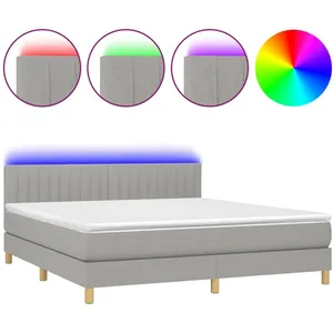 vidaXL Sommier à lattes de lit matelas LED Gris clair 160x200 cm Tissu pas cher