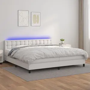 vidaXL Sommier à lattes de lit avec matelas et LED Blanc 200x200 cm pas cher