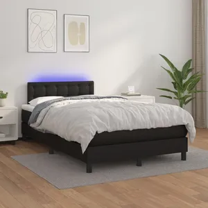 vidaXL Sommier à lattes de lit avec matelas et LED Noir 120x200cm pas cher