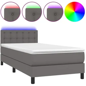 vidaXL Sommier à lattes de lit avec matelas et LED Gris 80x200 cm pas cher