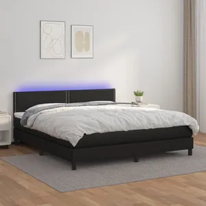 vidaXL Sommier à lattes de lit avec matelas et LED Noir 180x200cm pas cher