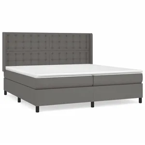 vidaXL Sommier à lattes de lit avec matelas Gris 200x200 cm Similicuir pas cher