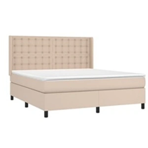 3132512 vidaXL Lit à sommier tapissier avec matelas Cappuccino 160x200 cm pas cher