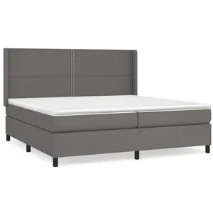 vidaXL Sommier à lattes de lit avec matelas Gris 200x200 cm Similicuir pas cher