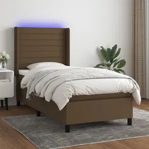 vidaXL Sommier à lattes de lit matelas et LED Marron foncé 100x200cm pas cher