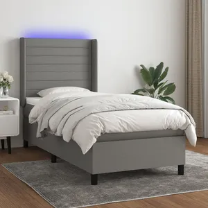 vidaXL Sommier à lattes de lit matelas LED Gris foncé 80x200cm Tissu pas cher