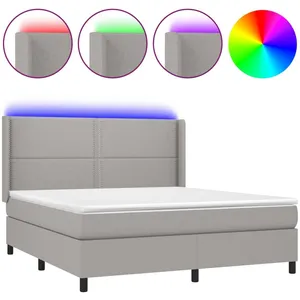 vidaXL Sommier à lattes de lit matelas LED Gris clair 180x200 cm Tissu pas cher