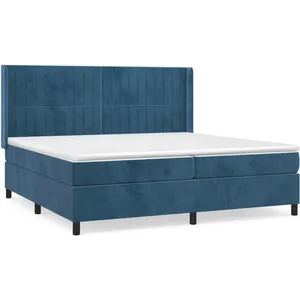 vidaXL Sommier à lattes de lit et matelas Bleu foncé 200x200cm Velours pas cher