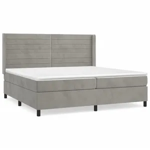vidaXL Sommier à lattes de lit et matelas Gris clair 200x200cm Velours pas cher