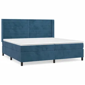 vidaXL Sommier à lattes de lit et matelas Bleu foncé 200x200cm Velours pas cher