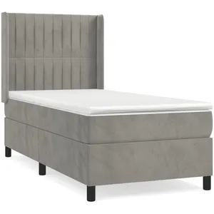 vidaXL Sommier à lattes de lit et matelas Gris clair 90x190 cm Velours pas cher