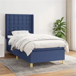 vidaXL Sommier à lattes de lit avec matelas Bleu 80x200 cm Tissu pas cher