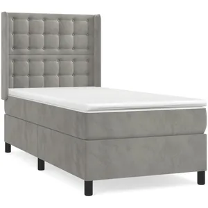 vidaXL Sommier à lattes de lit et matelas Gris clair 90x190 cm Velours pas cher
