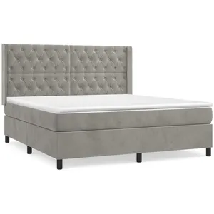 vidaXL Sommier à lattes de lit et matelas Gris clair 160x200cm Velours pas cher