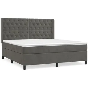 Comparateur de prix : vidaXL Sommier à lattes de lit et matelas Gris foncé 160x200cm Velours