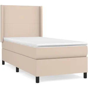 vidaXL Sommier à lattes de lit avec matelas Cappuccino 90x190 cm pas cher