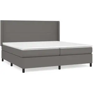 vidaXL Sommier à lattes de lit avec matelas Gris 200x200 cm Similicuir pas cher