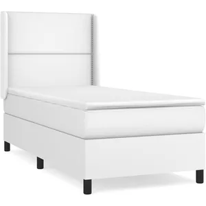 vidaXL Sommier à lattes de lit avec matelas Blanc 80x200 cm Similicuir
