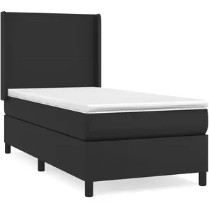 vidaXL Sommier à lattes de lit avec matelas Noir 80x200cm Similicuir pas cher