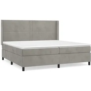 vidaXL Sommier à lattes de lit et matelas Gris clair 200x200cm Velours pas cher
