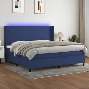 Comparateur de prix : vidaXL Sommier à lattes de lit matelas LED Bleu 200x200 cm Tissu