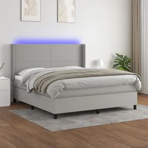 vidaXL Sommier à lattes de lit matelas LED Gris clair 180x200 cm Tissu pas cher
