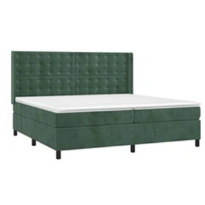vidaXL Sommier à lattes de lit et matelas Vert foncé 200x200cm Velours pas cher