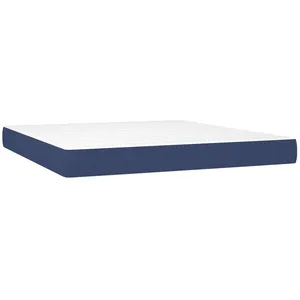 vidaXL Sommier à lattes de lit matelas et LED Bleu 180x200 cm Tissu pas cher