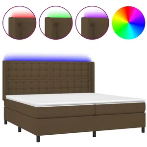vidaXL Sommier à lattes de lit matelas et LED Marron foncé 200x200 cm pas cher