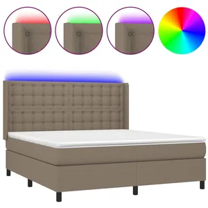 Comparateur de prix : vidaXL Sommier à lattes de lit matelas et LED Taupe 160x200 cm Tissu