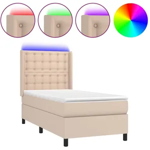 vidaXL Sommier à lattes de lit matelas LED Cappuccino 80x200cm pas cher